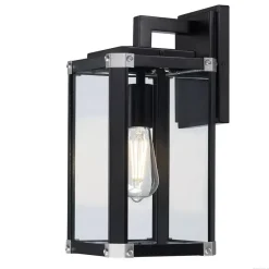Westinghouse Außenwandleuchte Glendora mattschwarz Metall Glas B/H/L: ca. 18x38x21 cm E27 1 Brennstellen