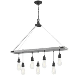 Westinghouse Kronleuchter Ashwood grau Metall B/H/L: ca. 17x74x19 cm E27 7 Brennstellen