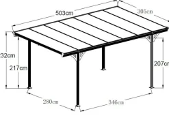 Westmann Carport 15m² B/H/L: ca. 305x232x503 cm
