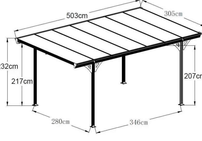 Westmann Carport 15m² B/H/L: ca. 305x232x503 cm