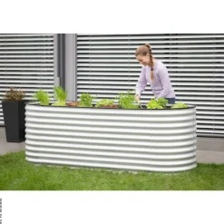 Westmann Hochbeet Oval silber Metall B/H/L: ca. 80x82x240 cm