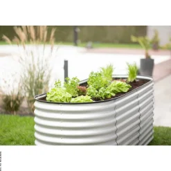Westmann Hochbeet Oval silber Metall B/H/L: ca. 80x82x240 cm