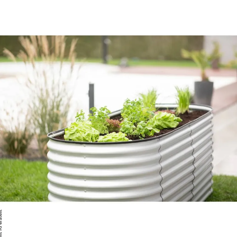Westmann Hochbeet Oval silber Metall B/H/L: ca. 80x82x240 cm