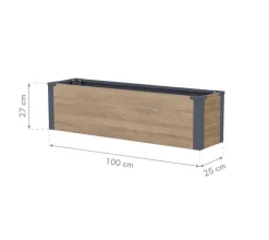 Westmann Pflanzkasten Talus Holzoptik Metall B/H/L: ca. 100x27x25 cm