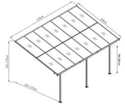 Westmann Terrassenüberdachung Bruce grau Aluminium B/H/T: ca. 434x269x300 cm