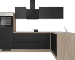 Winkelküche Capri schwarz matt B/H/T: ca. 280x200x60 cm