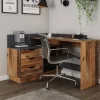 Winkelschreibtisch BELFAST anthrazit Eiche Old Wood Nachbildung B/H/T: ca. 129x83,5x105 cm
