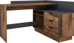 Winkelschreibtisch BELFAST anthrazit Eiche Old Wood Nachbildung B/H/T: ca. 129x83,5x105 cm