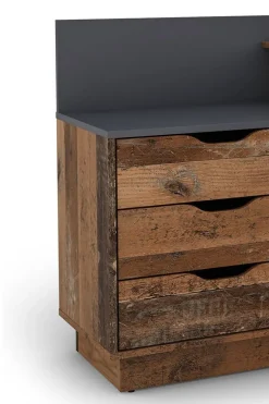 Winkelschreibtisch BELFAST anthrazit Eiche Old Wood Nachbildung B/H/T: ca. 129x83,5x105 cm