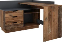 Winkelschreibtisch BELFAST anthrazit Eiche Old Wood Nachbildung B/H/T: ca. 129x83,5x105 cm