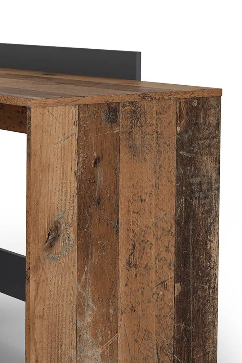 Winkelschreibtisch BELFAST anthrazit Eiche Old Wood Nachbildung B/H/T: ca. 129x83,5x105 cm