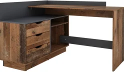 Winkelschreibtisch BELFAST anthrazit Eiche Old Wood Nachbildung B/H/T: ca. 129x83,5x105 cm