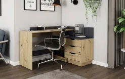Winkelschreibtisch BELFAST anthrazit Eiche Nachbildung B/H/T: ca. 129x83,5x105 cm
