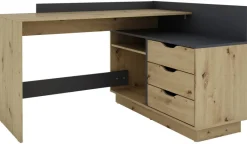 Winkelschreibtisch BELFAST anthrazit Eiche Nachbildung B/H/T: ca. 129x83,5x105 cm