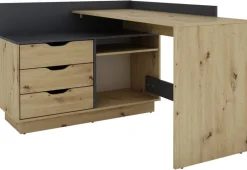 Winkelschreibtisch BELFAST anthrazit Eiche Nachbildung B/H/T: ca. 129x83,5x105 cm