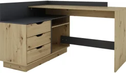 Winkelschreibtisch BELFAST anthrazit Eiche Nachbildung B/H/T: ca. 129x83,5x105 cm