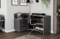 Winkelschreibtisch BELFAST anthrazit Eiche Optik B/H/T: ca. 129x83,5x105 cm