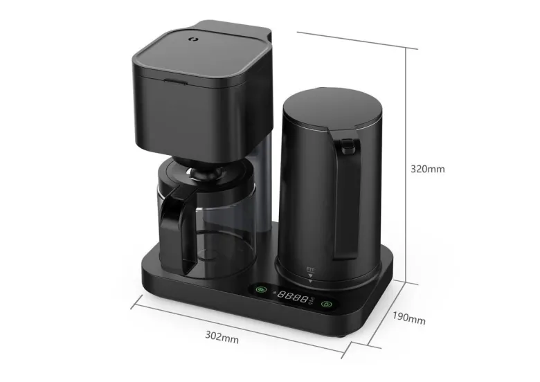 WKM 2 in 1 Kaffeemaschine und Wasserkocher KWK-1600 schwarz Kunststoff Glas
