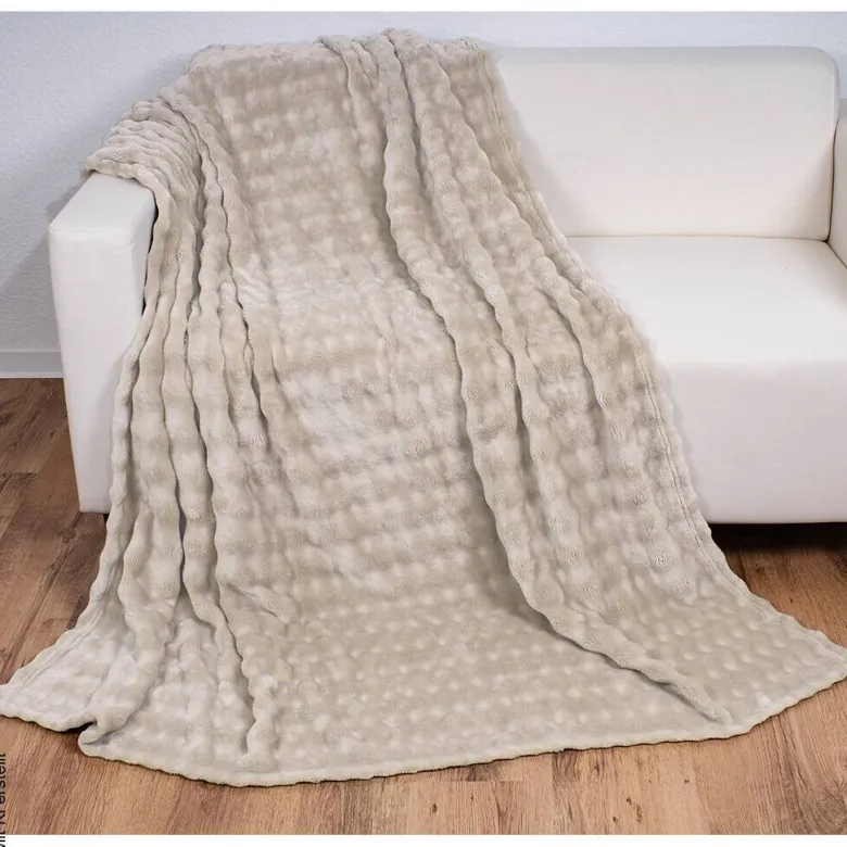 Wohndecke beige Polyester B/L: ca. 150x200 cm