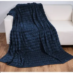 Wohndecke dunkelblau Polyester B/L: ca. 150x200 cm