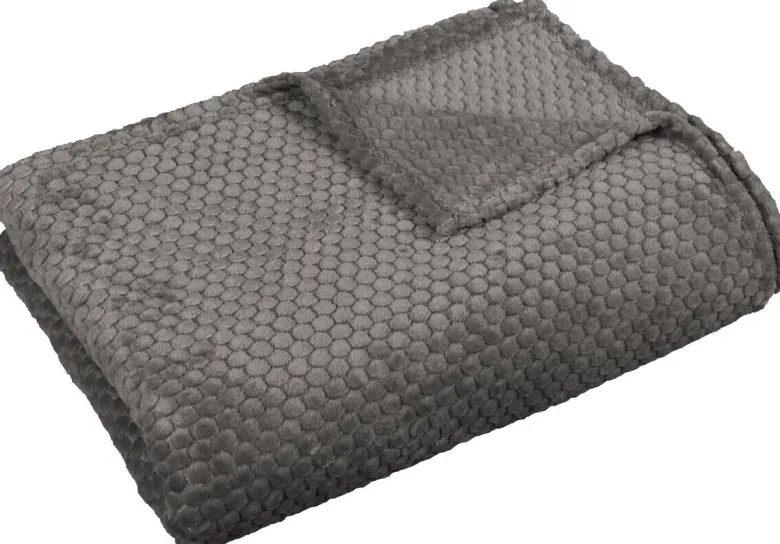 Wohndecke Flanell anthrazit Polyester B/L: ca. 140x200 cm