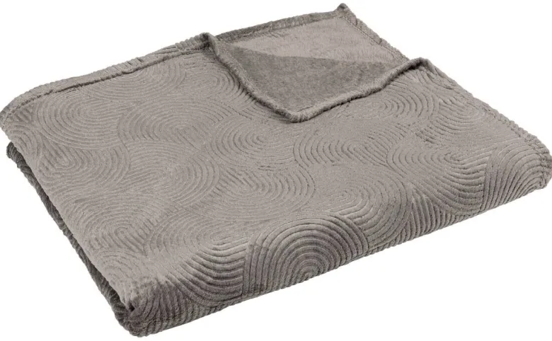 Wohndecke grau Polyester B/L: ca. 180x210 cm
