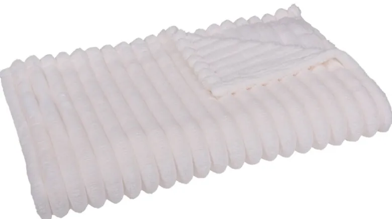 Wohndecke Luxus Flanell offwhite Polyester B/L: ca. 140x200 cm
