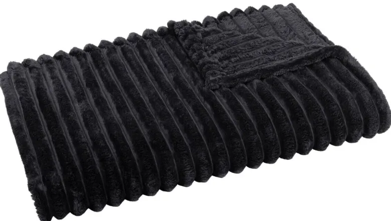Wohndecke Luxus Flanell schwarz Polyester B/L: ca. 140x200 cm