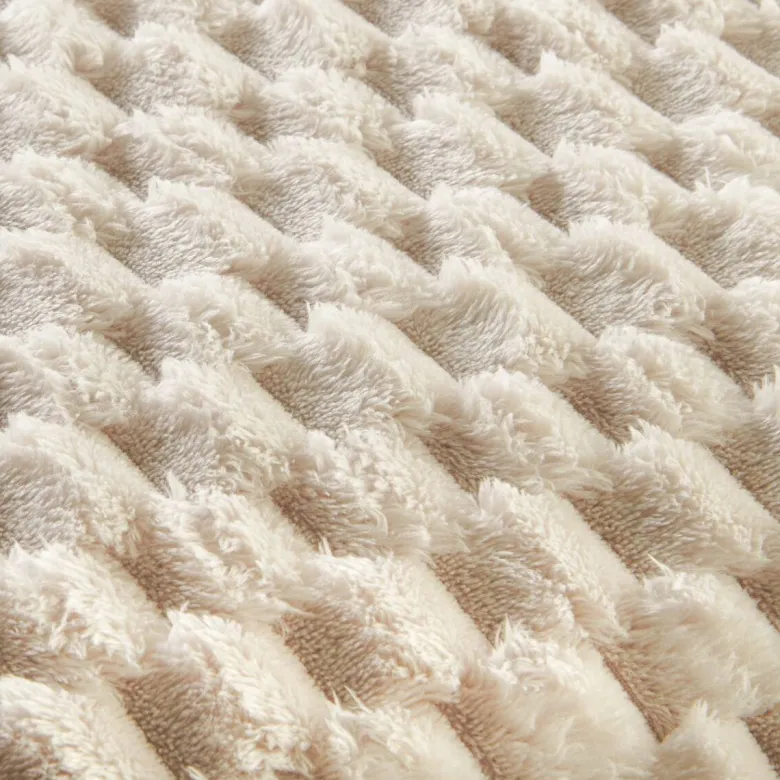 Wohndecke Wabe beige Polyester B/L: ca. 150x200 cm