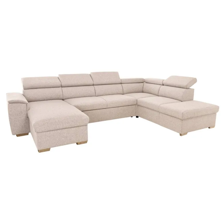 Wohnlandschaft beige Webstoff B/H/T: ca. 326x94x216 cm