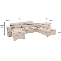 Wohnlandschaft beige Webstoff B/H/T: ca. 326x94x216 cm