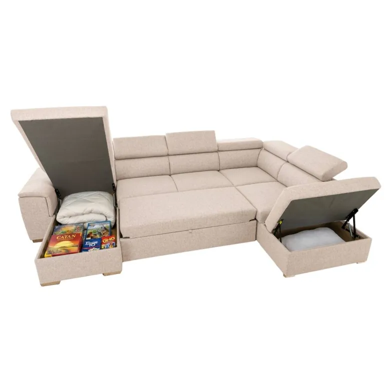 Wohnlandschaft beige Webstoff B/H/T: ca. 326x94x216 cm