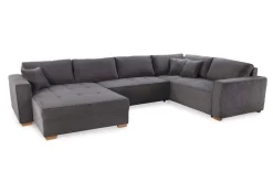 Wohnlandschaft grau Microfaser B/H/T: ca. 379x86x227 cm
