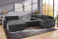 Wohnlandschaft grau Microfaser B/H/T: ca. 379x86x227 cm