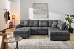 Wohnlandschaft grau Microfaser B/H/T: ca. 313x92x200 cm