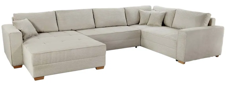 Wohnlandschaft Greige Microfaser B/H/T: ca. 379x86x227 cm