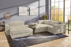 Wohnlandschaft Greige Microfaser B/H/T: ca. 379x86x227 cm