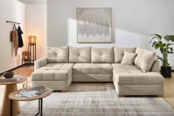 Wohnlandschaft Greige Microfaser B/H/T: ca. 313x92x200 cm