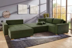 Wohnlandschaft grün Microfaser B/H/T: ca. 379x86x227 cm
