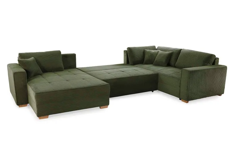 Wohnlandschaft grün Microfaser B/H/T: ca. 379x86x227 cm