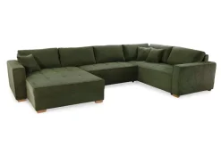 Wohnlandschaft grün Microfaser B/H/T: ca. 379x86x227 cm