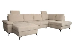 Wohnlandschaft Sara U beige Microfaser B/H/T: ca. 333x87x189 cm