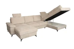 Wohnlandschaft Sara U beige Microfaser B/H/T: ca. 333x87x189 cm