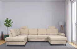Wohnlandschaft Sara U beige Microfaser B/H/T: ca. 333x87x189 cm