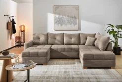 Wohnlandschaft taupe Microfaser B/H/T: ca. 313x92x200 cm