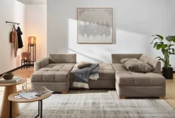 Wohnlandschaft taupe Microfaser B/H/T: ca. 313x92x200 cm