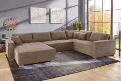 Wohnlandschaft taupe Microfaser B/H/T: ca. 379x86x227 cm