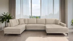 Wohnlandschaft Zero creme Microfaser B/H/T: ca. 362x86x195 cm