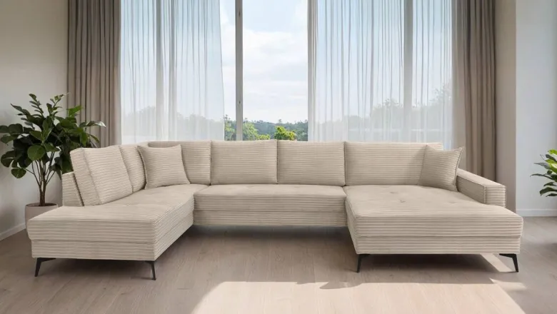 Wohnlandschaft Zero creme Microfaser B/H/T: ca. 362x86x195 cm