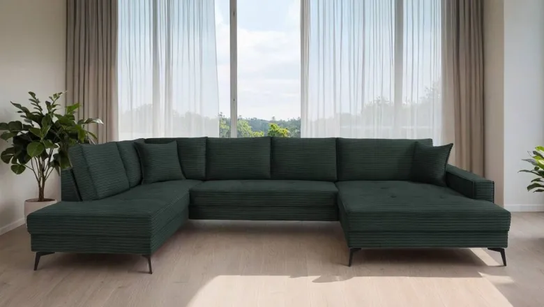 Wohnlandschaft Zero dunkelgrün Microfaser B/H/T: ca. 362x86x195 cm